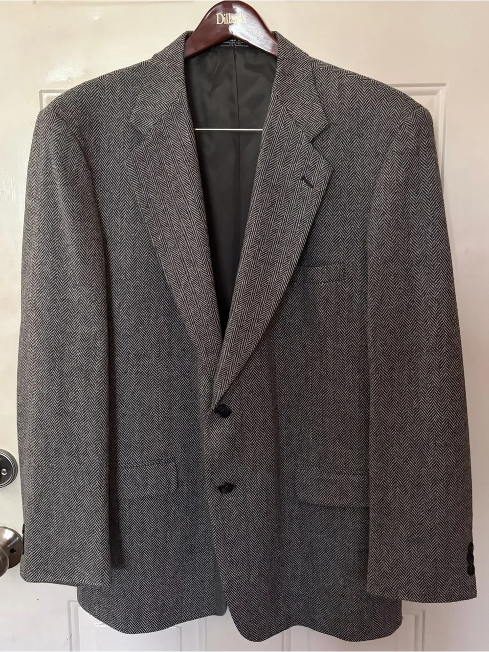 VTG Towncraft Wool Lambswool Tweed Blazer 46L Gray Herringbone Sport Coat blazer